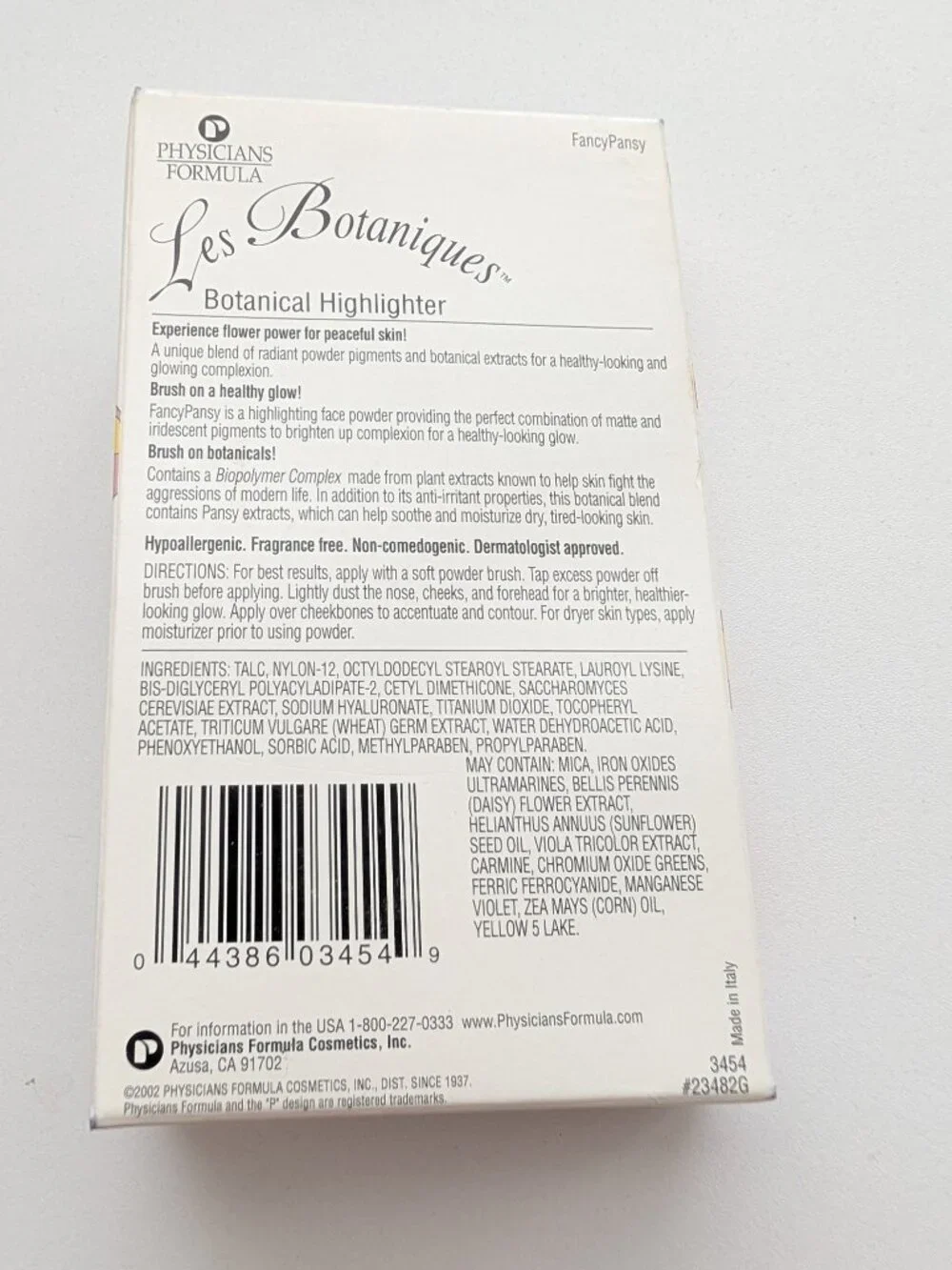 Physicians Formula Les Botaniques Highlighter Fancy Pansy + Free Brush New